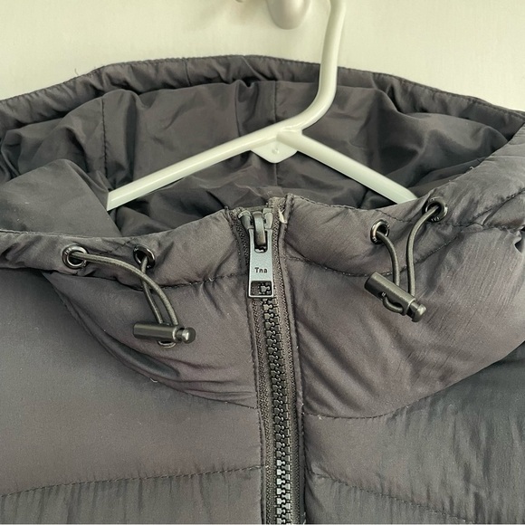 Tna Kanaka Black Puffer Jacket Hooded Zip Up Winter Coat Goose Down Feather S - Picture 5 of 11